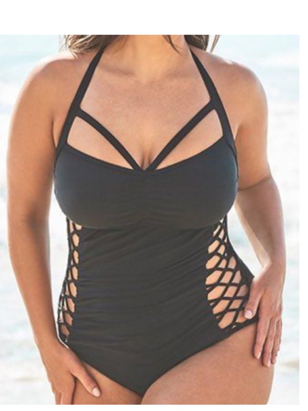 Ashley Graham x Swimsuits For All Boss Lattice One-Piece Bathing Suit Sz 24